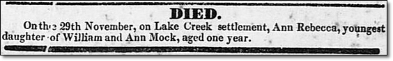 Obituary of Rebecca Ann Mock - Lake Creek Settlement