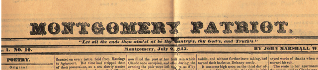 Click here to read all 4 pages of the July 2, 1845 edition of the Montgomery Patriot newspaper